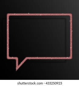 Speech bubble frame with red sequins, glitters, sparkles, paillettes. Party chat, light music shiny sequins. Red dots glitter texture. Conversation, talk, speaking, dialog. Bright frame. Repeat.