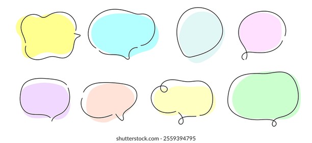 Speech bubble frame set Simple and stylish girly fashion vector illustration material White background