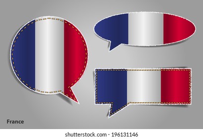 Speech bubble of france flag, Vector illustration modern template design badges, stickers, banner, labels, tags, ripped and torn paper edges