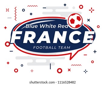 Speech Bubble FRANCE with icon football, soccer ball. Vector Illustration.