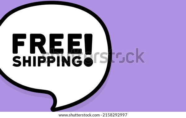 Speech bubble with Free shipping text. Boom\
retro comic style. Pop art style. Vector line icon for Business and\
Advertising.