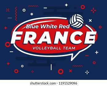 Speech Bubble FRNACE with icon volleyball. Vector Illustration.