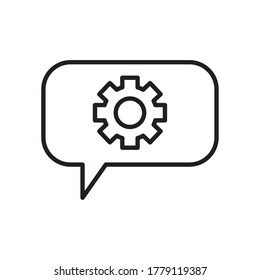 speech bubble with gear wheel icon over white background, line style, vector illustration
