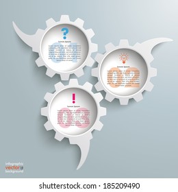 Speech bubble gears on the grey background. Eps 10 vector file.