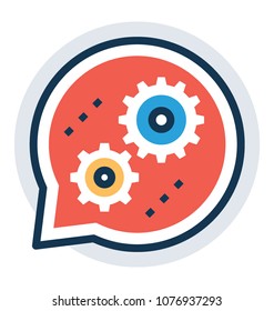 
Speech bubble gears symbolising social media or communication technology 
