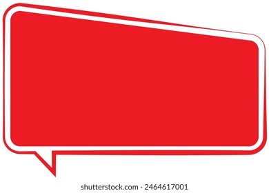 speech bubble geometric or message box and border red. white background and isolated