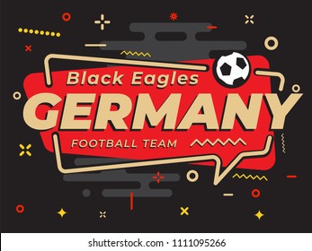 Speech Bubble GERMANY with icon football, soccer ball. Vector Illustration.