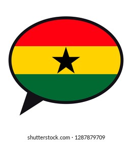 Bandera de la burbuja de discursos en Ghana sobre fondo blanco. Símbolo de comunicación social. Icono de conversación, elemento vector.