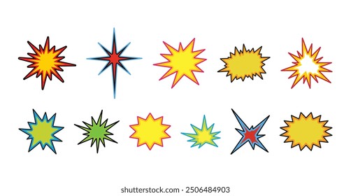 speech bubble glare flat color design vector template collection isolated white background