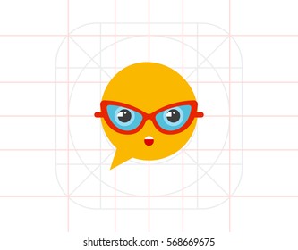 Speech bubble in glasses icon
