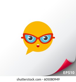 Speech bubble in glasses icon