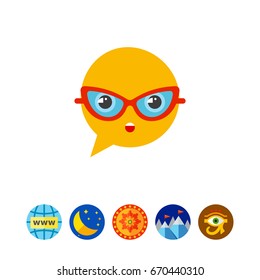 Speech bubble in glasses icon