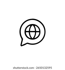 Speech Bubble with Globe Icon: Global Communication, Language Translation, and International Chat Symbol