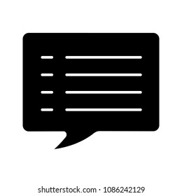 Speech bubble glyph icon. Chat box. Silhouette symbol. Negative space. Vector isolated illustration