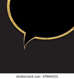 Speech Bubble Gold Glossy Background Vector Illustration EPS10