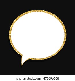 Speech Bubble Gold Glossy Background Vector Illustration EPS10