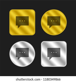 Speech bubble gold and silver metallic coin logo icon design