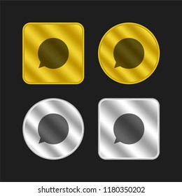 Speech bubble gold and silver metallic coin logo icon design