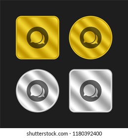 Speech bubble gold and silver metallic coin logo icon design