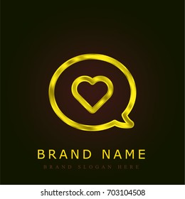Speech bubble golden metallic logo