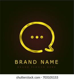 Speech bubble golden metallic logo