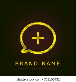 Speech bubble golden metallic logo