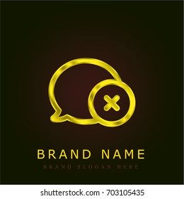 Speech bubble golden metallic logo