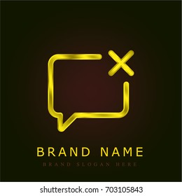 Speech bubble golden metallic logo