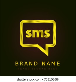 Speech bubble golden metallic logo
