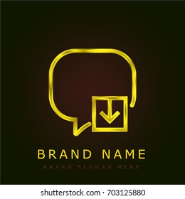 Speech bubble golden metallic logo