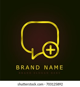 Speech bubble golden metallic logo