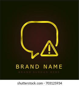 Speech bubble golden metallic logo