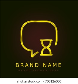 Speech bubble golden metallic logo