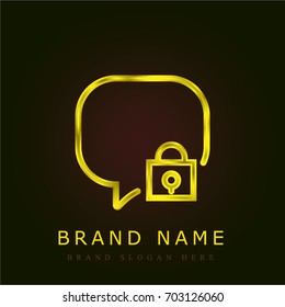 Speech bubble golden metallic logo