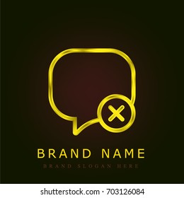 Speech bubble golden metallic logo