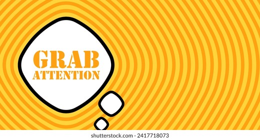 Speech bubble with Grab attention text. Boom retro comic style. Pop art style. Vector line icon for Business and Advertising