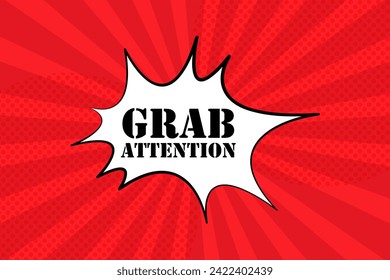 Speech bubble with Grab attention text. Boom retro comic style. Pop art style. Vector line icon for Business and Advertising
