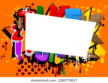 Fondo del Graffiti de la burbuja del discurso. Colorido telón de fondo de pintura urbana. Símbolo abstracto de discusión en la moderna decoración de arte callejero sucio.