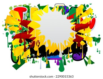 Speech Bubble Graffiti Background. Colorful Urban painting style backdrop. Abstract discussion symbol in modern dirty street art decoration.
