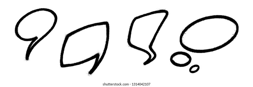 Speech bubble in graffiti doodle style. Vector illustration set