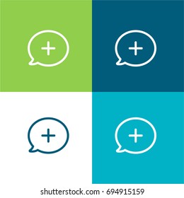 Speech bubble green and blue material color minimal icon or logo design