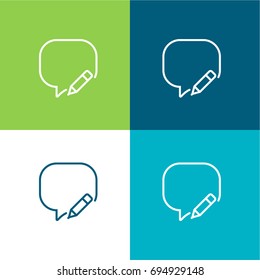 Speech bubble green and blue material color minimal icon or logo design