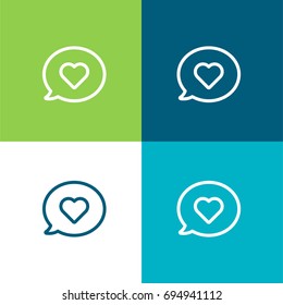 Speech bubble green and blue material color minimal icon or logo design