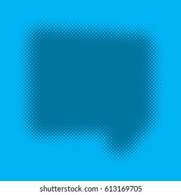 Speech bubble halftone. Dark blue halftone speech bubble on a blue background. Vector