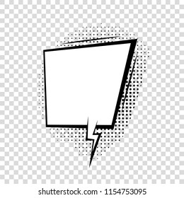 Speech bubble with halftone shadows in cartoon, comic style. Dialogue balloon. Vector template for social media, sale banners.