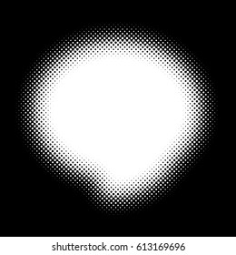 Speech bubble halftone. White halftone speech bubble on a black background. Vector