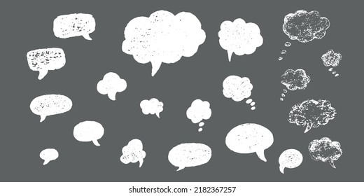 Speech bubble hand draw doodle set. Vector stock illustration isolated on black chalkboard background for comic graphic book. EPS10