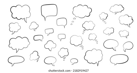 Speech bubble hand draw doodle set. Vector stock illustration isolated on white background for comic graphic book. EPS10