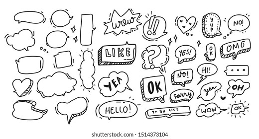 speech bubble hand drawn big set collection