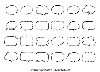 speech bubble hand drawn isolated doodle set